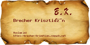 Brecher Krisztián névjegykártya